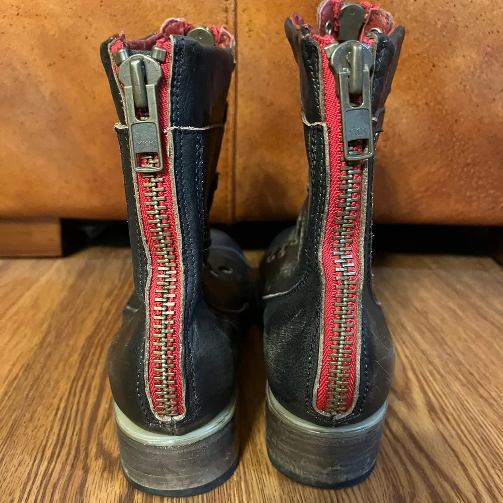 Freebird Liverpool boots~Size 10! Black with Red Zippers - Picture 4 of 6